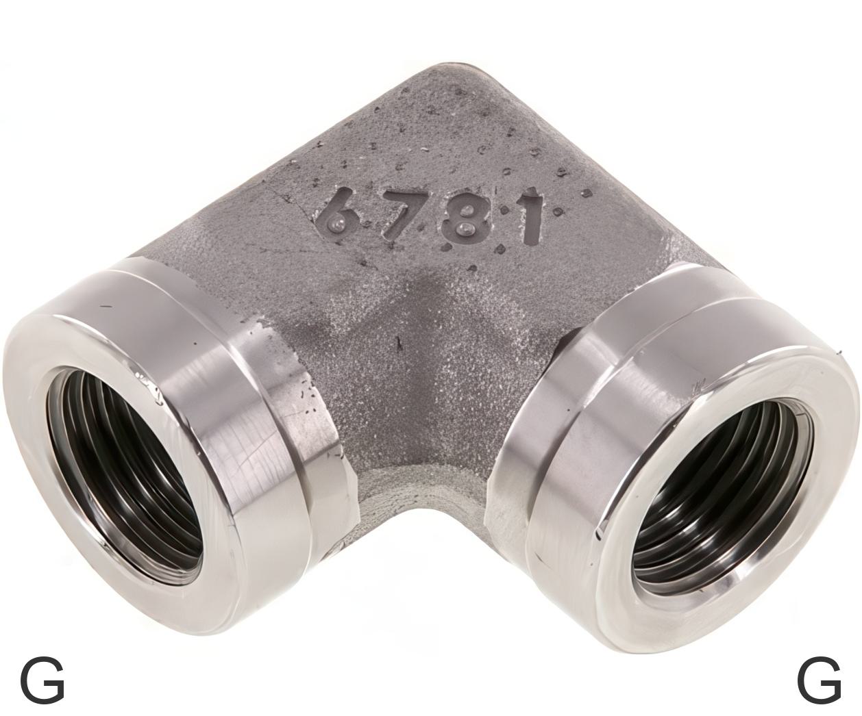 Raccord coudé à 90° - en acier chromé - avec 2 filetages NPT mâles NPT