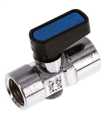 Mini Vanne à Bille Laiton Chromé 1/2" IG X 1/2" AG - Robinet Arrêt Levier 90° Eau Chaude Froide