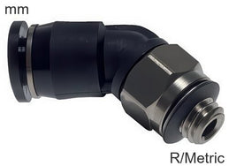 Coude Raccords Push-In Laiton Et Plastique R/Filetages Métriques Mâle 45 Degrés