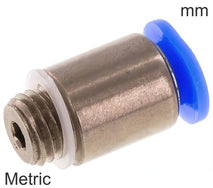 Raccords Push-In Laiton Et Plastique Filetages Métriques Mâle Corps Rond