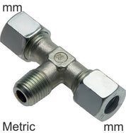 Bague Coupante Raccords En T Acier / Acier Inoxydable Filetages Métriques Mâle En T