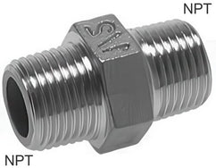 Double Mamelons Acier Inoxydable Filetages NPT PN16