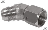 Image en vedette de la collection - Raccords Coudés 45 Degrés Acier / Acier Inoxydable Filetages JIC Mâle/Femelle PN310