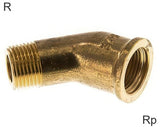 Image en vedette de la collection - Raccords Coudés 45 Degrés Laiton / Fonte / Acier Inoxydable R/Filetages Rp Mâle/Femelle PN25