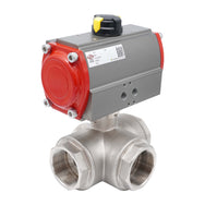 Pneumatic 3-Way Stainless Steel Ball Valves