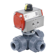 Pneumatic 3-Way PVC Ball Valves