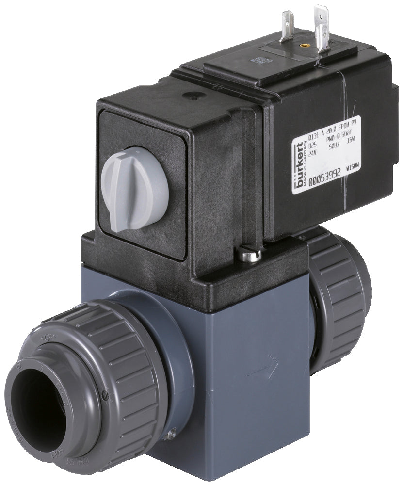 Solenoid Valve 20mm Glued Sleeves NO Plastic FKM 0-2bar/29psi 230VAC/DC Vacuum 0131 41449