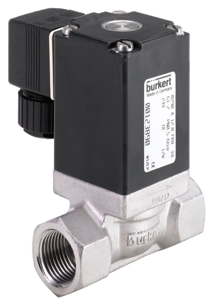 Solenoid Valve G1/2'' NC Stainless Steel FKM 0-16bar/232psi 24VAC/DC Vacuum Oxygen Fat/Oil Free 290 21155
