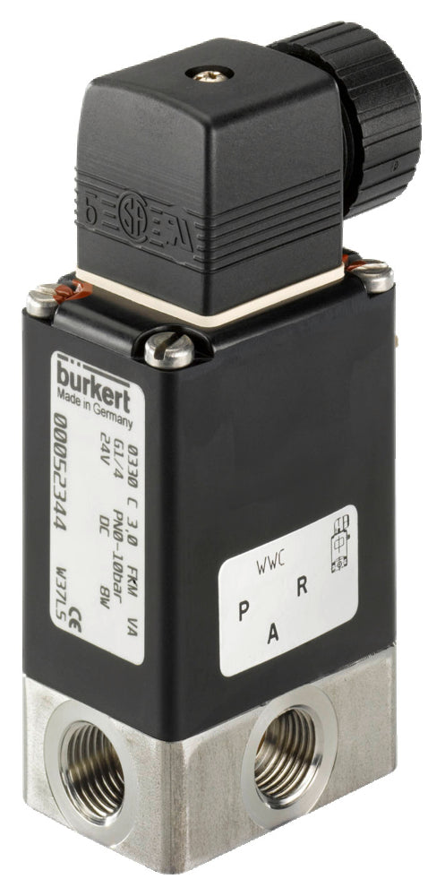 Solenoid Valve 3/2 Universal G1/4'' Stainless Steel FKM 0-12bar/174psi 24VDC 0330 136535