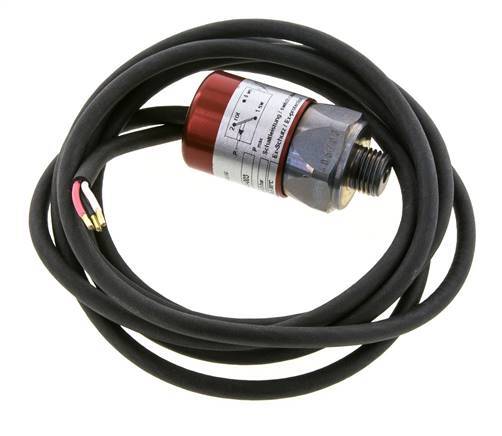 Pressostat acier SPDT 10 à 20bar G1/4'' 250VAC 3 fils Câble 2m