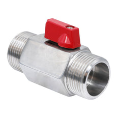 G 1/4'' M/M Vanne À Bille Mini 2 Voies Acier Inoxydable 69 Bar PTFE - TamesonPRO 1113-014-M