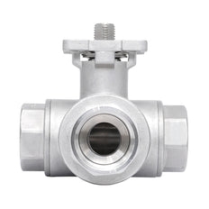Rp 1-1/2'' Vanne à bille 3 voies passage en T en acier inoxydable 69 bar RTFE ISO-Top F07 - TamesonPRO 1125-112-T