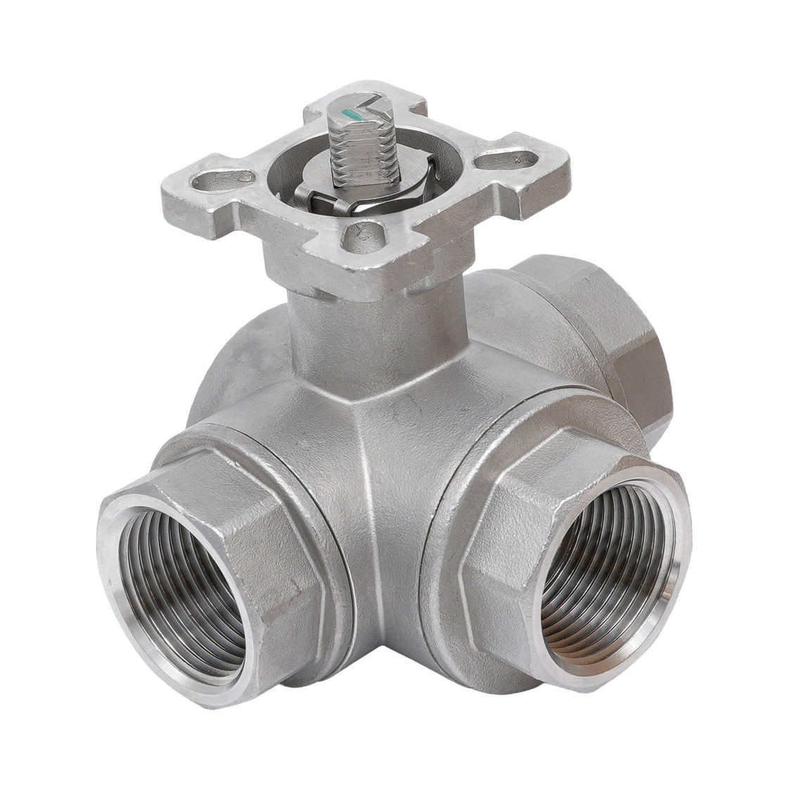 Rp 1-1/2'' Vanne à bille 3 voies passage en T en acier inoxydable 69 bar RTFE ISO-Top F07 - TamesonPRO 1125-112-T