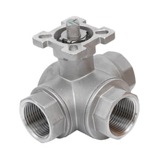 Rp 1-1/2'' Vanne à bille 3 voies passage en L en acier inoxydable 69 bar RTFE ISO-Top F07 - TamesonPRO 1125-112-L