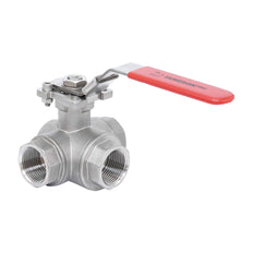 Rp 2'' Vanne à bille 3 voies passage en L en acier inoxydable 69 bar RTFE ISO-Top F07 - TamesonPRO 1125-200-L