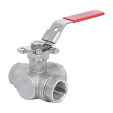 Rp 1-1/2'' Vanne à bille 3 voies passage en L en acier inoxydable 69 bar RTFE ISO-Top F07 - TamesonPRO 1125-112-L