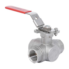 Rp 1-1/2'' Vanne à bille 3 voies passage en T en acier inoxydable 69 bar RTFE ISO-Top F07 - TamesonPRO 1125-112-T