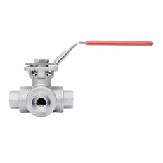 Rp 1-1/2'' Vanne à bille 3 voies passage en T en acier inoxydable 69 bar RTFE ISO-Top F07 - TamesonPRO 1125-112-T