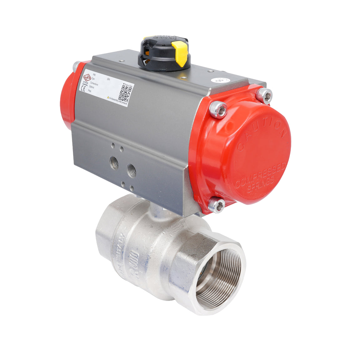 Vanne à bille pneumatique 2 voies en laiton Rp 2-1/2" - à fermeture par ressort