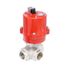 Vanne à bille électrique 3 voies à alésage en L en laiton Rp 1-1/2" 24 V AC/DC
