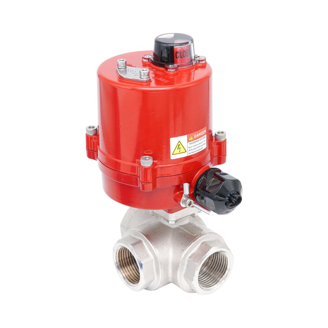 Vanne à bille électrique 3 voies à alésage en L en laiton Rp 3/8" 100-240 V AC