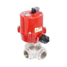 Vanne à bille électrique 3 voies à alésage en L en laiton Rp 3/8" 100-240 V AC