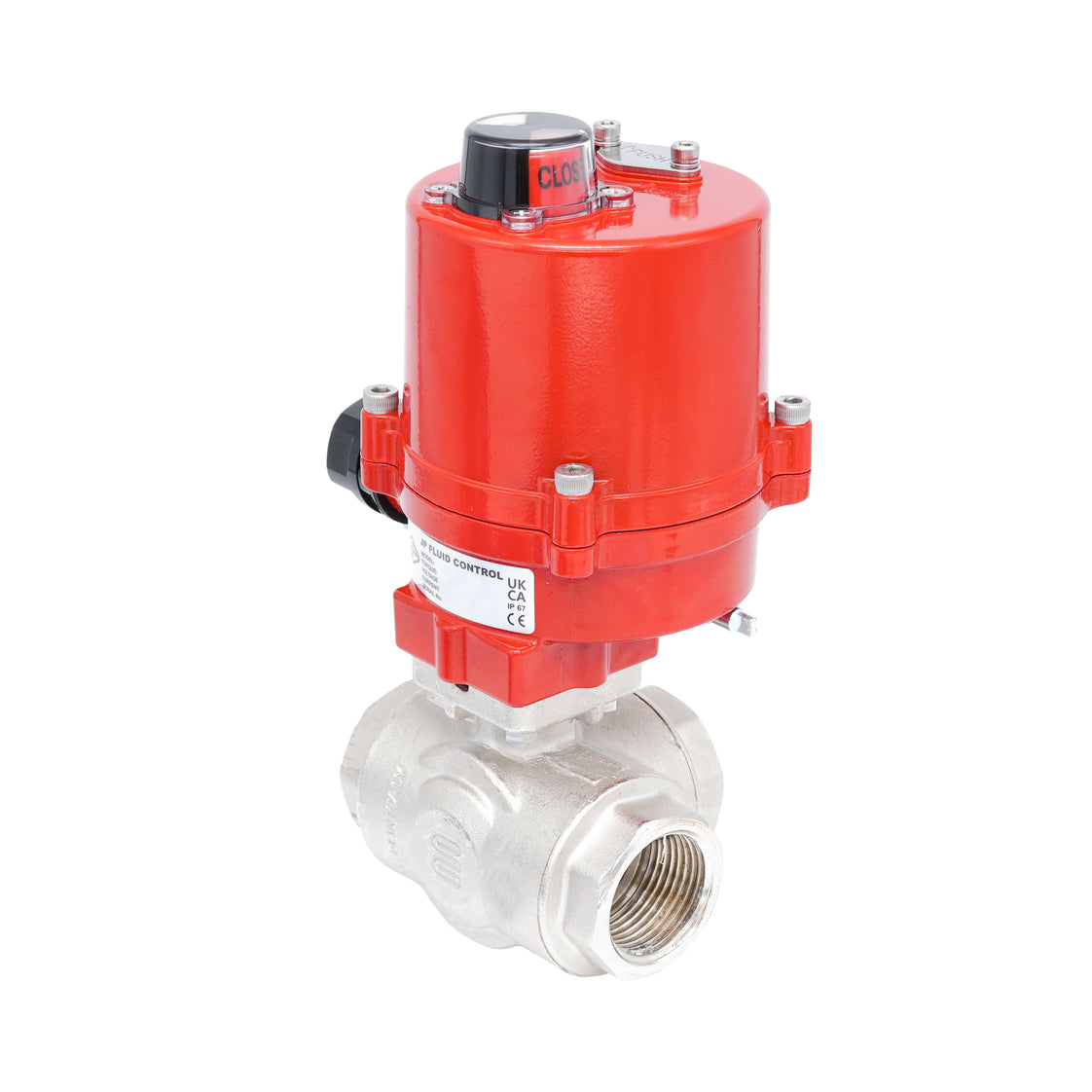Vanne à bille électrique 3 voies à alésage en L en laiton Rp 3/8" 100-240 V AC