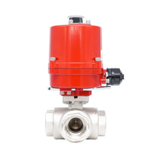 Vanne à bille électrique 3 voies à alésage en T en laiton Rp 1/2" 24 V AC/DC