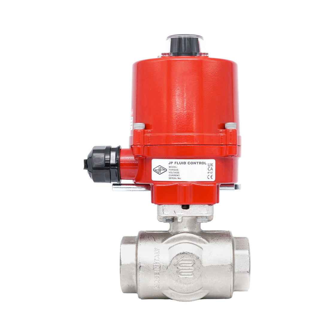 Vanne à bille électrique 3 voies à alésage en L en laiton Rp 3/8" 24 V AC/DC
