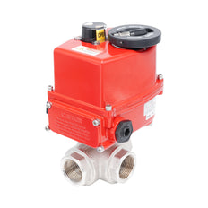 Vanne à bille électrique modulante 3 voies à alésage en T en laiton Rp 3/4" 24 V AC/DC