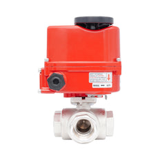 Vanne à bille électrique modulante 3 voies à alésage en L en laiton Rp 1/2" 24 V AC/DC