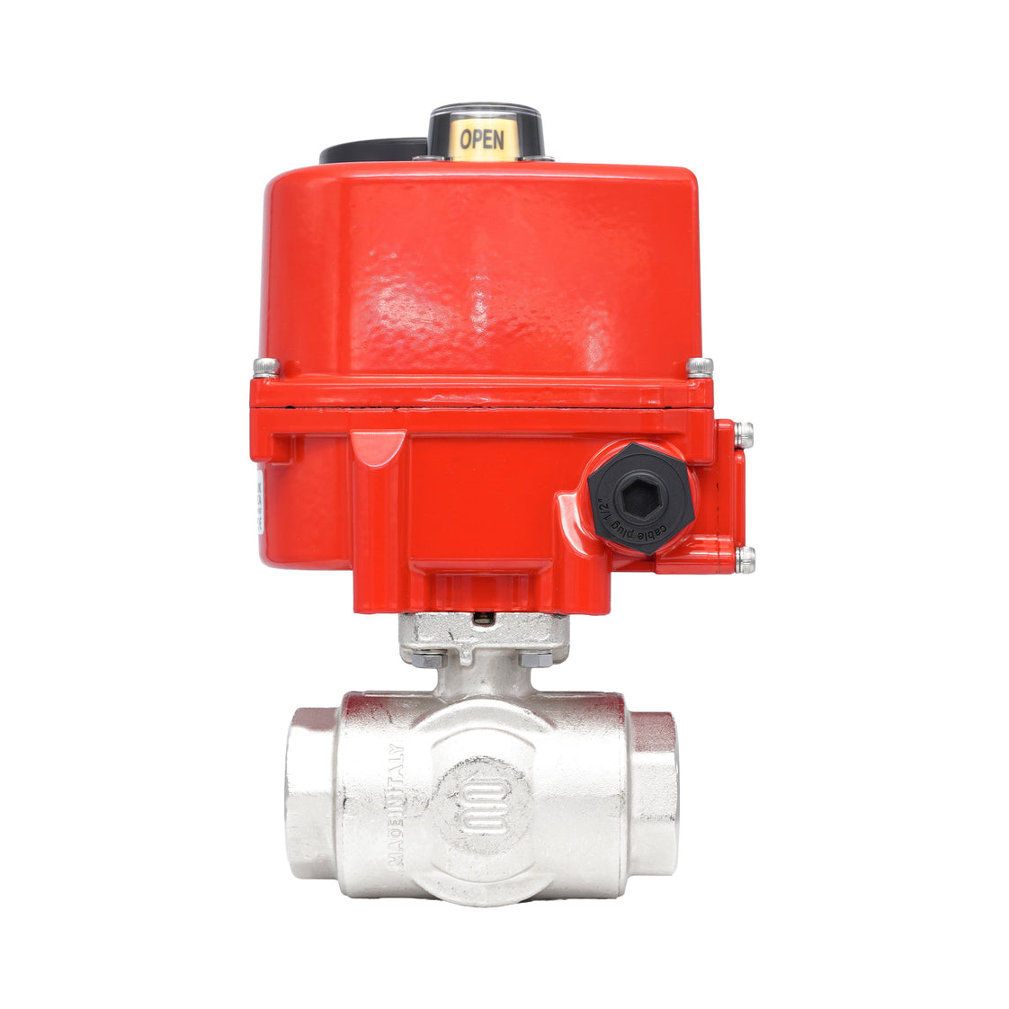 Vanne à bille électrique modulante 3 voies à alésage en L en laiton Rp 1-1/4" 24 V AC/DC