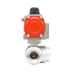 Vanne à bille pneumatique 3 voies à alésage en T en laiton Rp 1" - à double effet