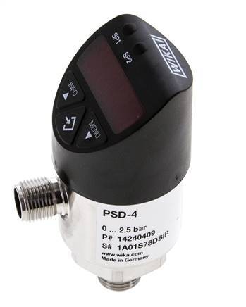 0 à 10bar Acier inoxydable Pressostat électronique Wika G1/4'' 1VDC Connecteur IO-Link 4 broches M12