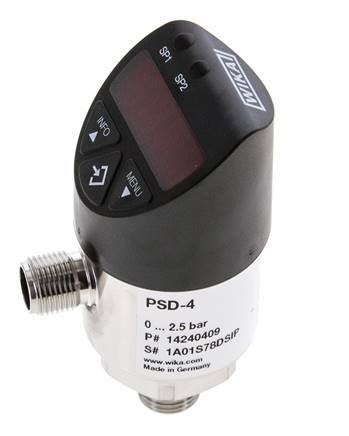 0 à 250bar Acier inoxydable Pressostat électronique Wika G1/4'' 1VDC Connecteur IO-Link 4 broches M12