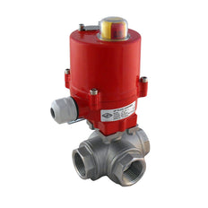Electrical Ball Valve 3-Way T-bore G1-1/2'' Stainless Steel 12V DC