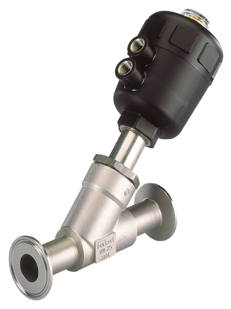 Clamp DN 40 Double-Acting Pneumatic 2-Way Angle Seat Valve Stainless Steel - 2000 - 162082