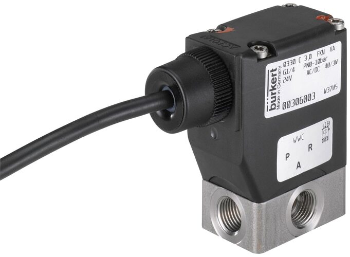 Solenoid Valve 3/2-Way G1/4'' NC Stainless steel FFKM 0-5bar/73psi 24VAC/DC ATEX 0330 365805