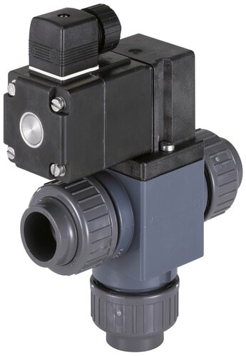 Solenoid Valve 3/2-Way 25 mm Glued Sleeves Diverting PVC EPDM 0-0.5bar/7psi 230VAC 0131 286664