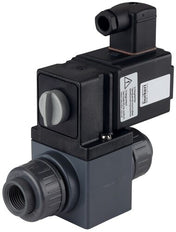 Solenoid Valve 25 mm Glued Sleeves NC PVC FKM 0-1bar/15psi 230VAC Vacuum 131 58369
