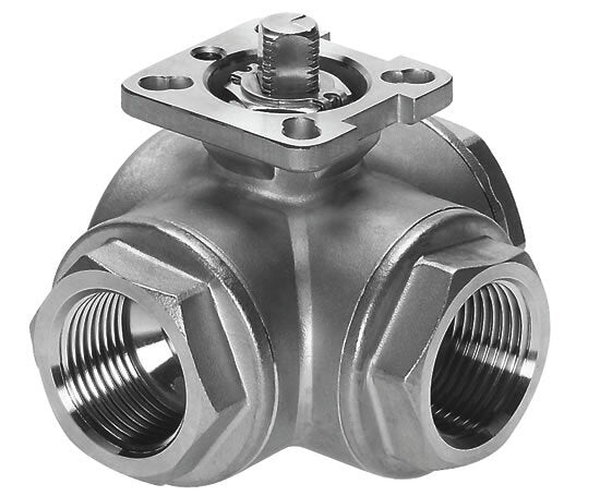 Robinet à boisseau spherique 3 voies en acier inoxydable à orifice en T G2 1/2'' ISO-Top 40bar - BL3SA