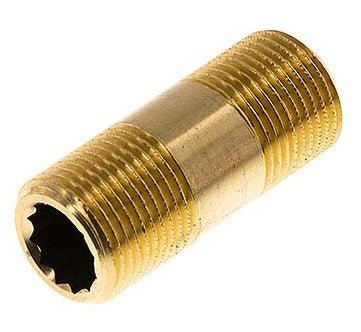 G 1 1/2'' Brass Double Pipe Nipple 16 Bar DIN 2982 - 180mm