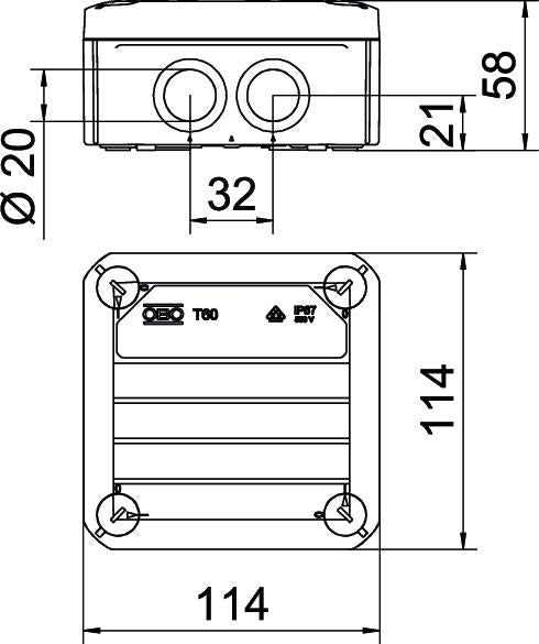 OBO T-Box Surface Mounted Box Wall/Ceiling - 2007910 [5 Pieces]