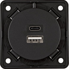 USB-A+C 3A/230V Charging Socket Outlet 2 Gang Screw Terminal - 926202505