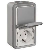 Legrand Plexo IP55 Vertical Switch Socket Combination - 069746