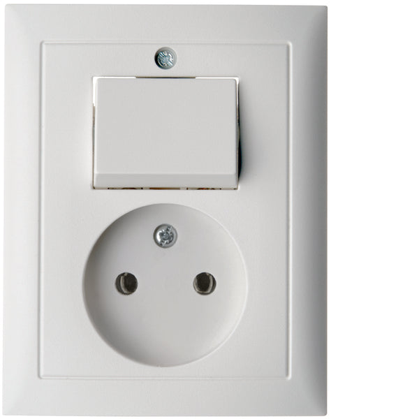 Hager Berker S.1 Polar White Socket Outlet and Switch Combination - 6143668989