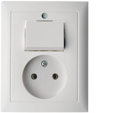 Hager Berker S.1 Polar White Socket Outlet and Switch Combination - 6143668989