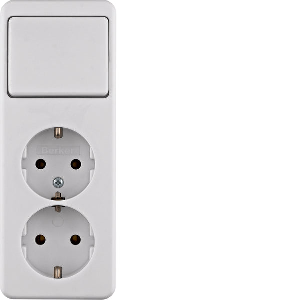 Hager Berker Switch Combination Double Outlet Socket Surface Mounted - 61402649