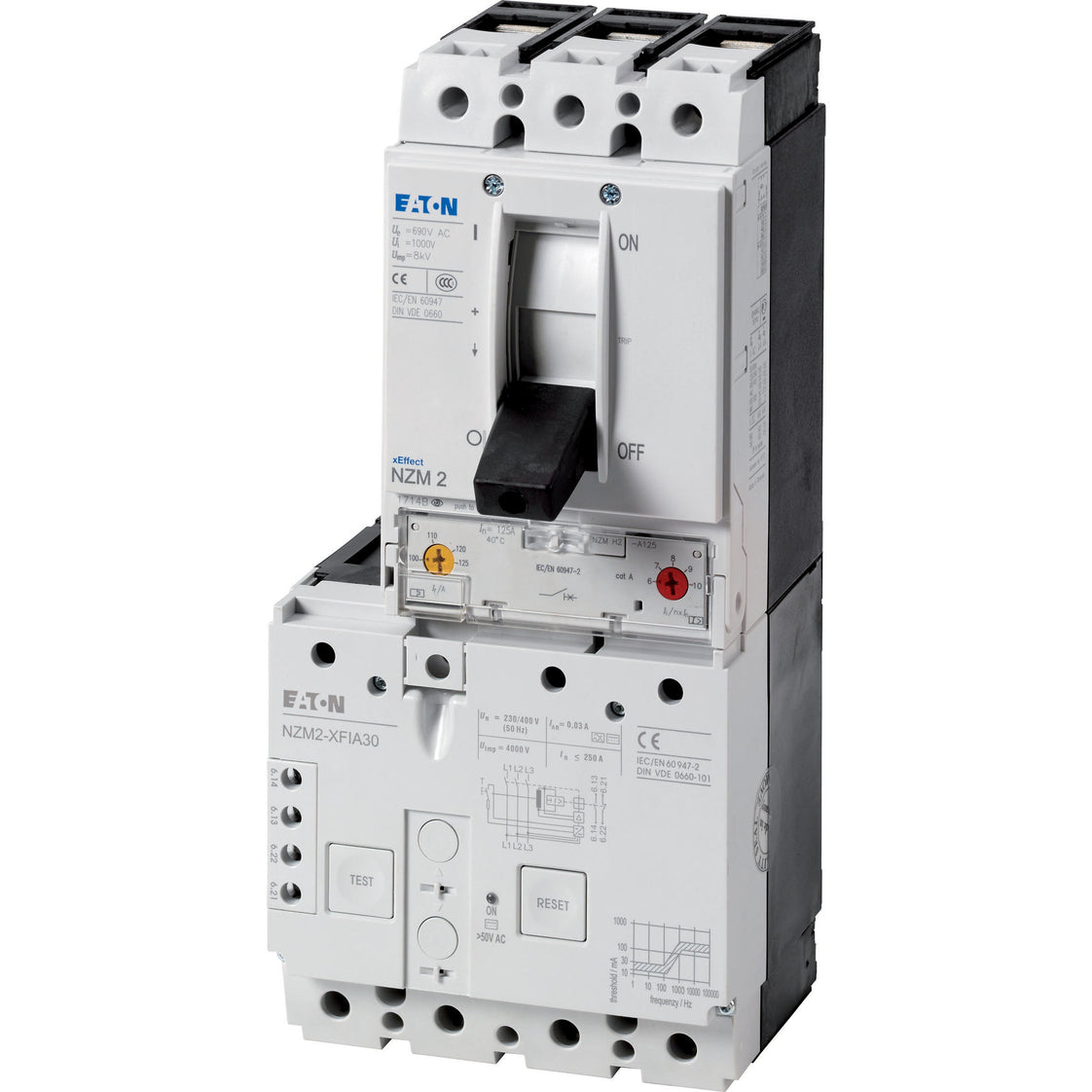 Eaton NZM2 3P 125A Circuit Breaker with RCD 30mA Type B AC/DC Sensitive - 184960