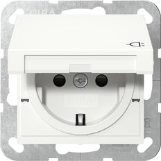 Gira System 55 IP44 Shutter Socket With Hinged Cover - 441427